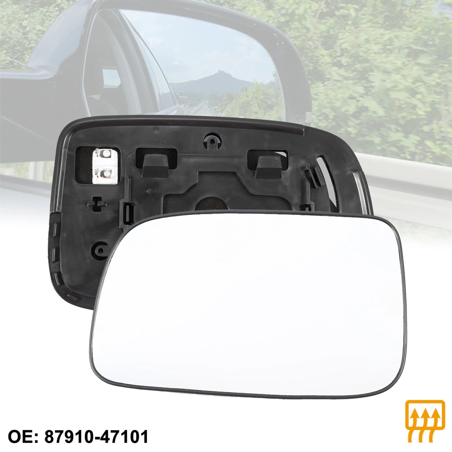 Rearview Mirror Glass with Backing Plate for Toyota Prius