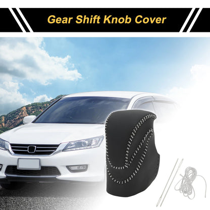 Car Gear Shift Knob Cover for Honda Accord 2013-2017 Black Gray Faux Leather