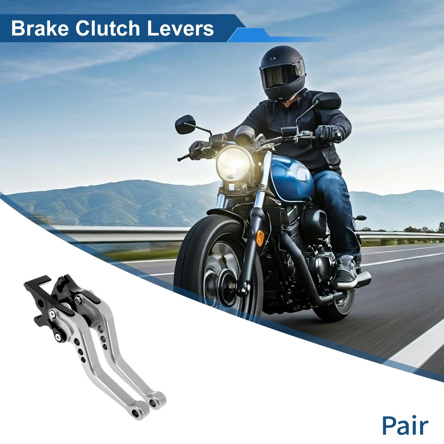Short Brake Clutch Levers Silver Tone 1 pair for YAMAHA YZF-R25 (2014–2015)