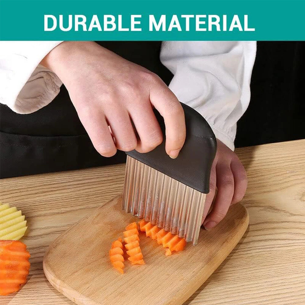 Stainless Steel Crinkle Cutter Wavy Chopper for French Fry Slicer