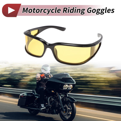 1 x Motorcycle Riding Goggles, Yellow Lens, Black Frame Cycling Sunglasses