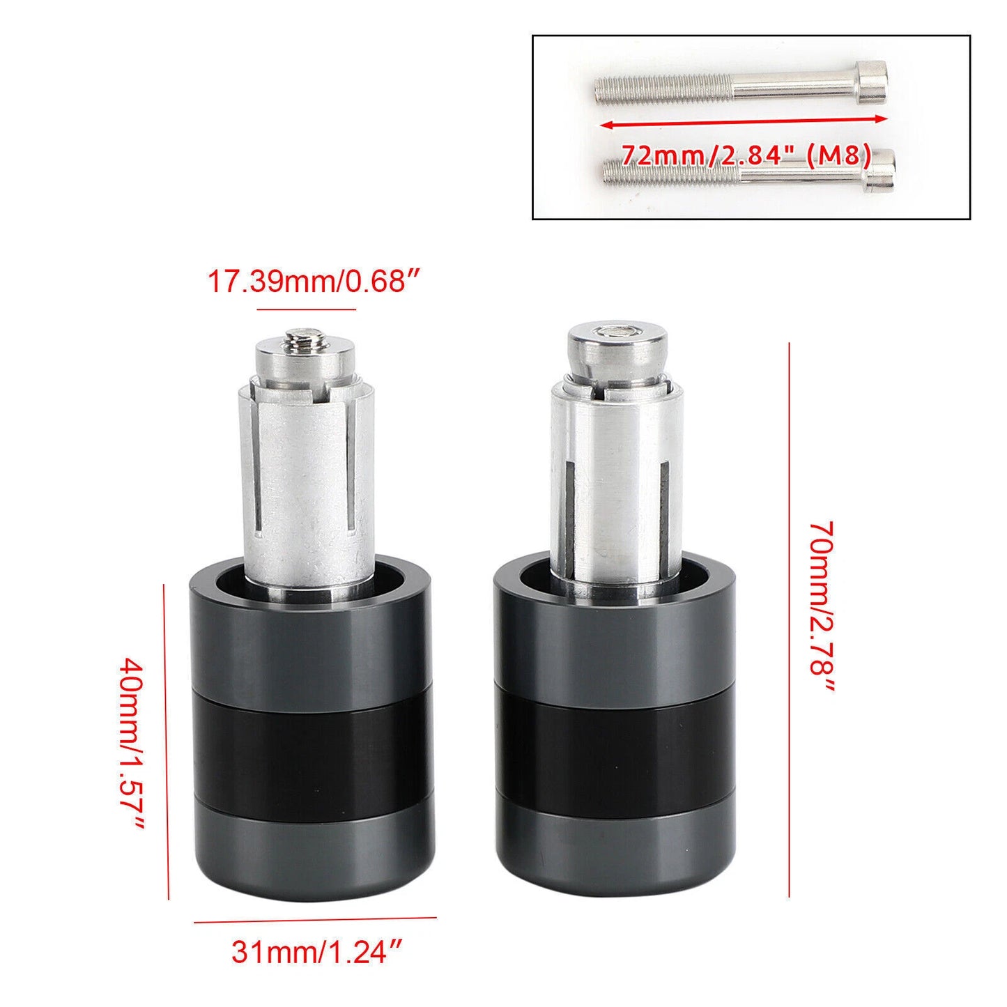 22mm Aluminum Titanium Motorcycle Handlebar Weights for F2