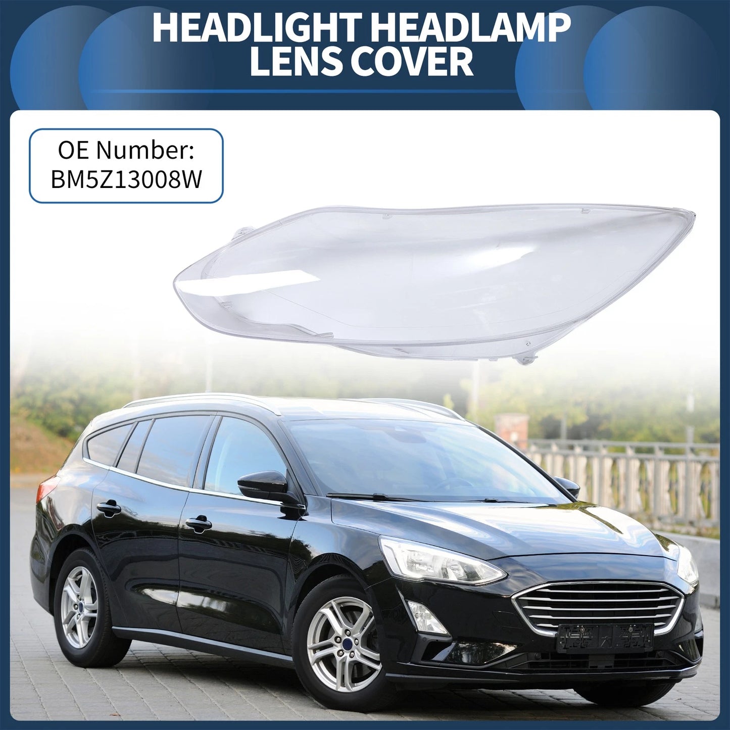 Front Left Headlight Lens Cover for Ford Focus (2012-2014)