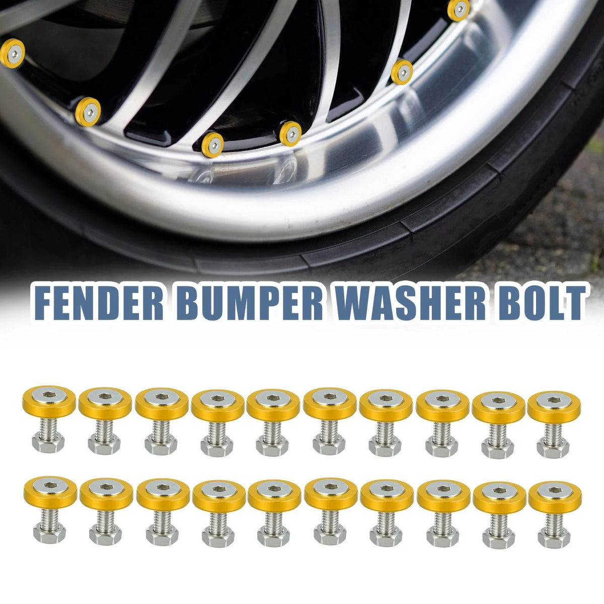 20 Pcs Gold Tone M6 Fender Bumper Washer Bolt Nut Fastener for Car