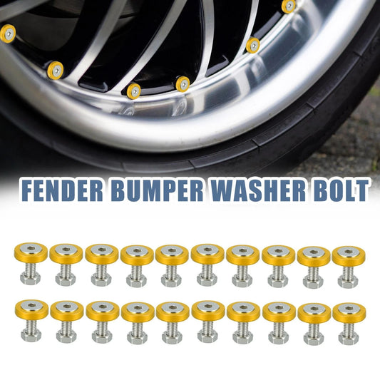 20 Pcs Gold Tone M6 Fender Bumper Washer Bolt Nut Fastener for Car