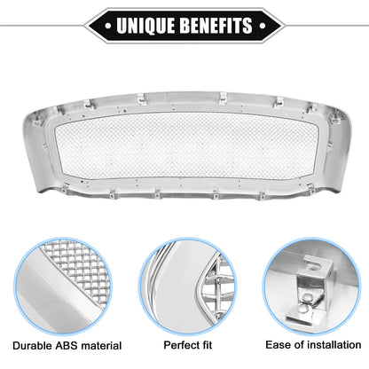 Front Grille Assembly for Dodge Ram 3500 2006-2009 Chrome Silver Tone
