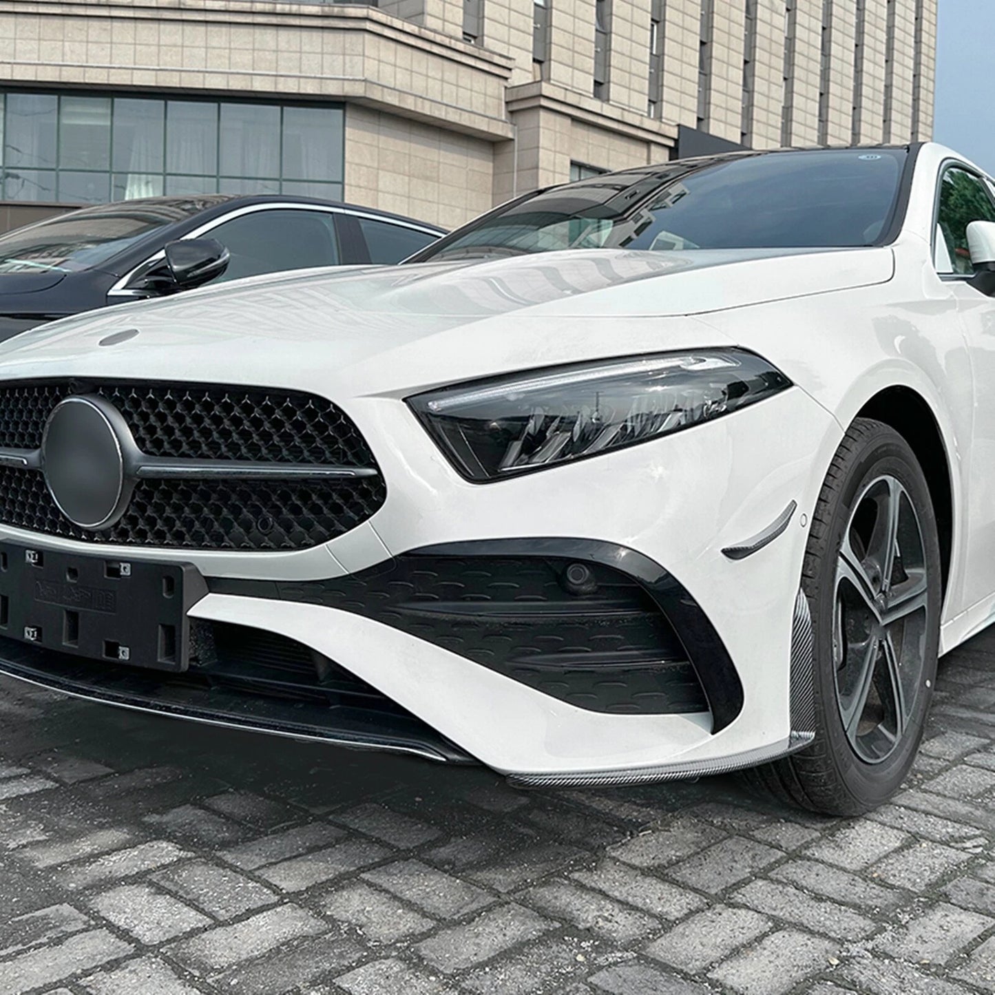 Gloss Black Front Side Spoiler Trim for Benz A Class W177 (2023-2024)
