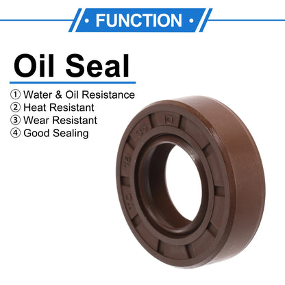 Oil Seal 18x35x10mm 2 x Seal Ring Rotary Shaft FKM Brown for Automotive