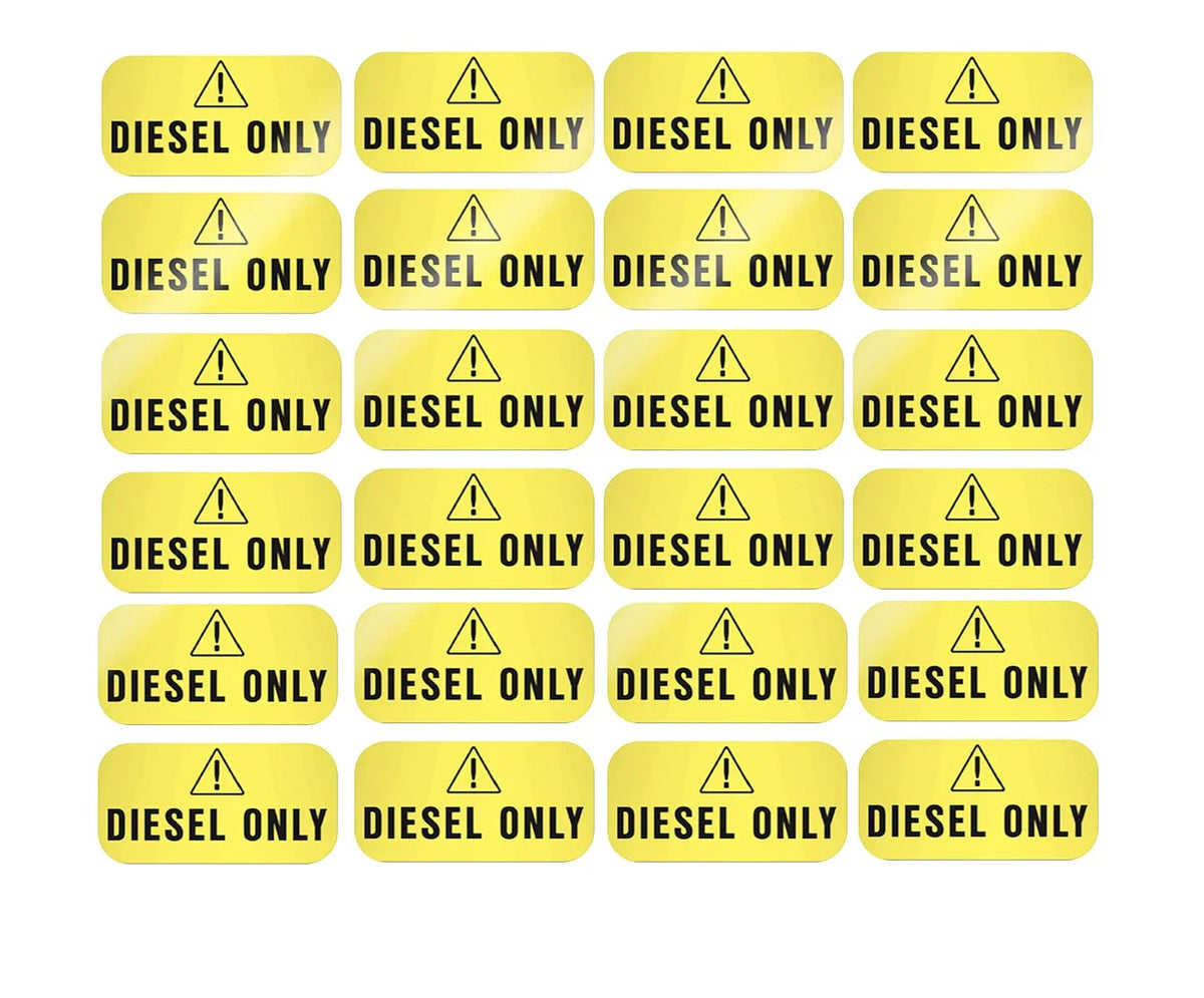 24-Pack Diesel Only Stickers, 1x2" Labels for Diesel Engines, Yellow/Black