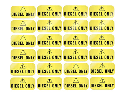 24-Pack Diesel Only Stickers, 1x2" Labels for Diesel Engines, Yellow/Black