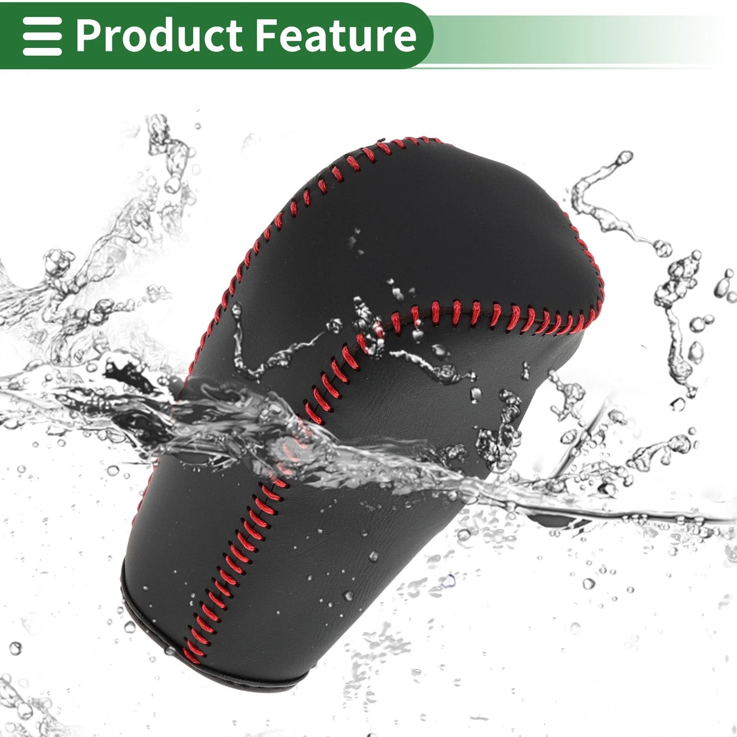 Car Gear Shift Knob Cover 1 Pc for Volvo S80 (2007-2012) Black Red Faux Leather