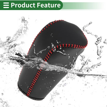 Car Gear Shift Knob Cover 1 Pc for Volvo S80 (2007-2012) Black Red Faux Leather
