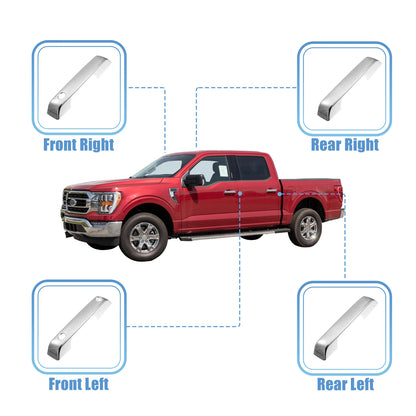 4 Pcs Door Handle Trim Covers for Ford F150 (2021-2022) Silver Tone