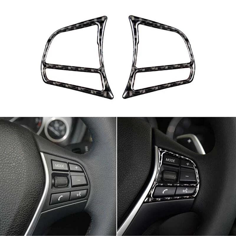 Carbon Fiber Steering Wheel Remote Button Cover Trim Fits Bmw F30 F34 Series 3
