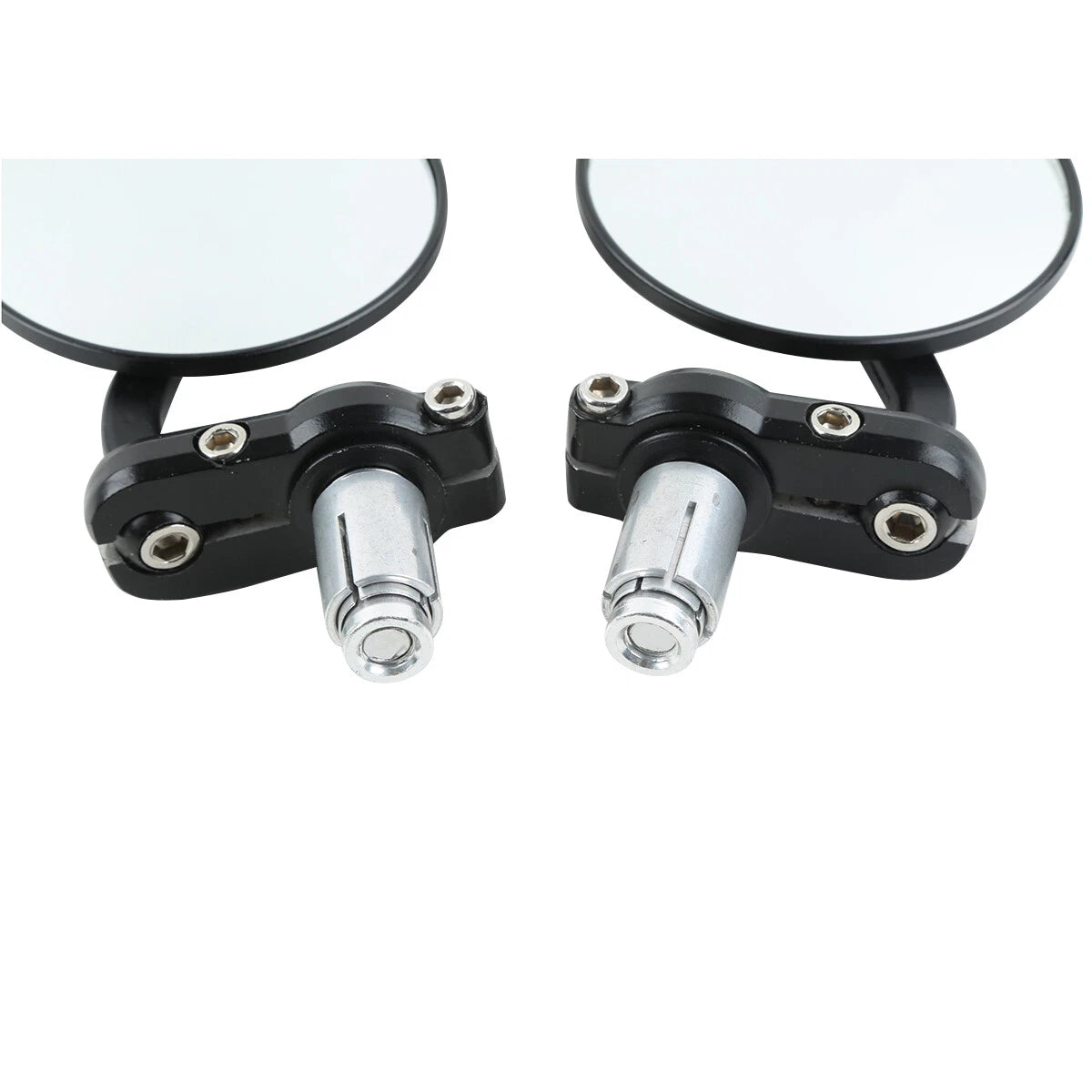 Black Handle Bar End Rearview Mirror 3" Round 7/8" for BMW Harley Honda Suzuki