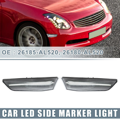 Pair LED Side Marker White Light for Infiniti G35 (2003-2006) Clear Lens