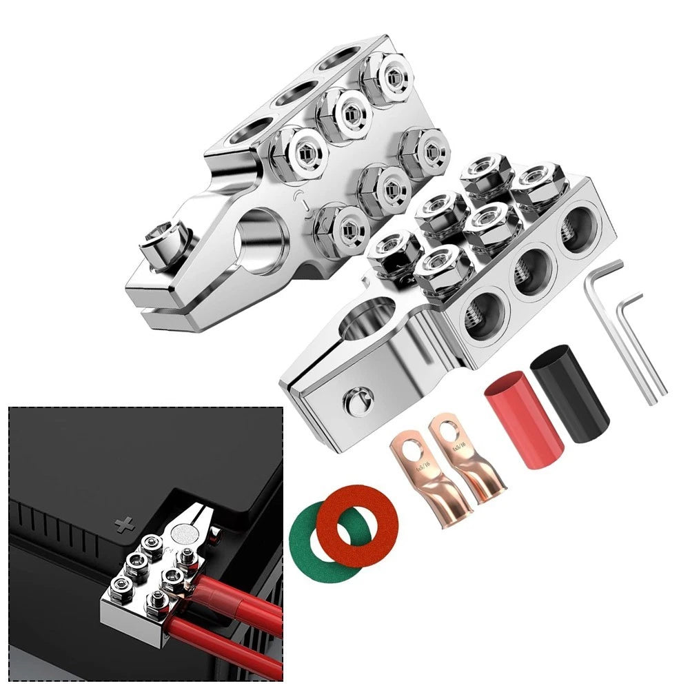 12-Way Car Battery Terminal Connectors Positive Negative Set for Automotive