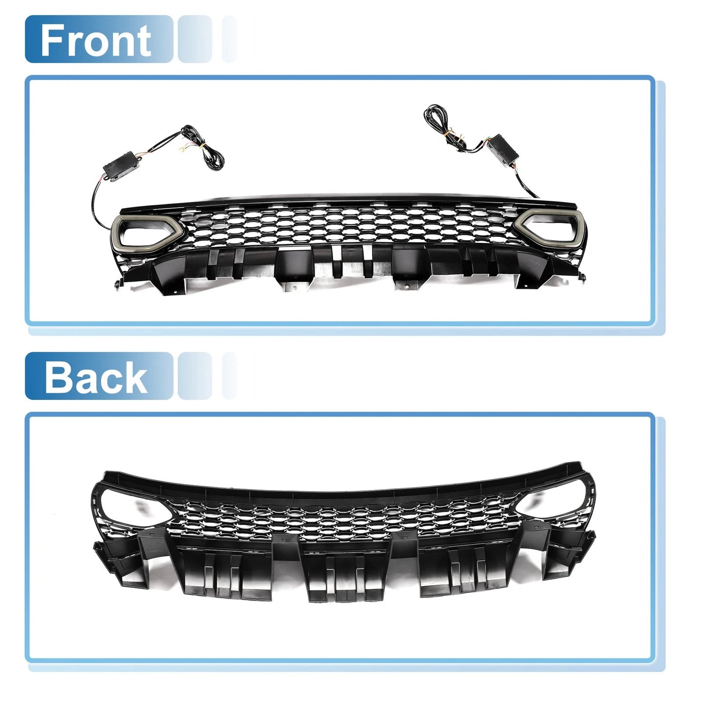 Front Upper Hood Bumper Grille Plastic Grill for Dodge Charger (2015 - 2023)