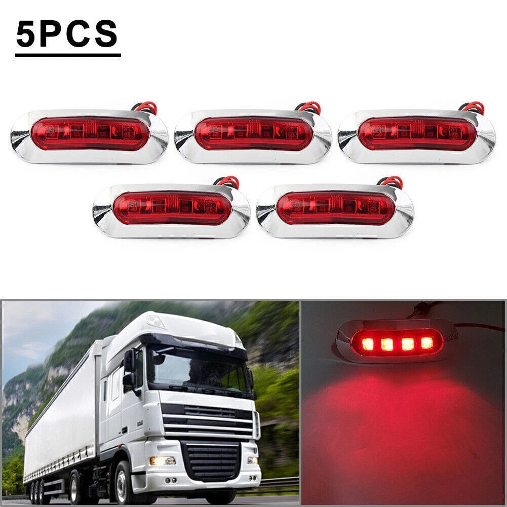 4 x LED Side Clearance Marker Light Red for Truck Trailer Pickup 12V 24V