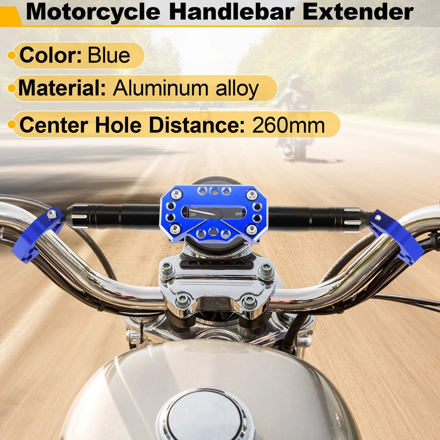 Motorcycle Balance Bar Extender Bracket 260mm Center Hole Blue for Motorcycle