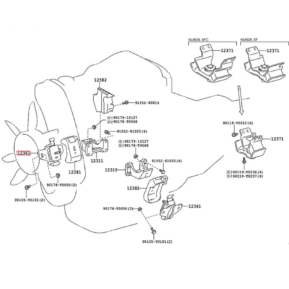 Engine Mount Support for Toyota Hilux AN10/AN30 2008-2015