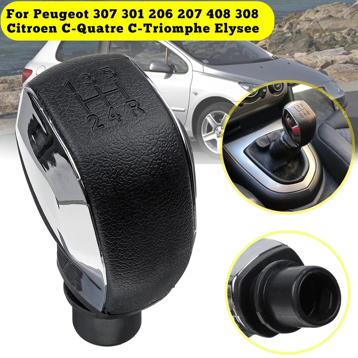 Gear Shift Knob Shifter 5 Speed Manual for Peugeot 206 207 307 301 408 308
