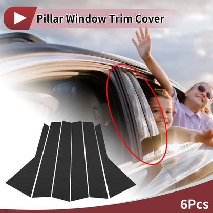 6 Pcs Door Pillar Window Trim for KIA Carens (2020-2023) Black