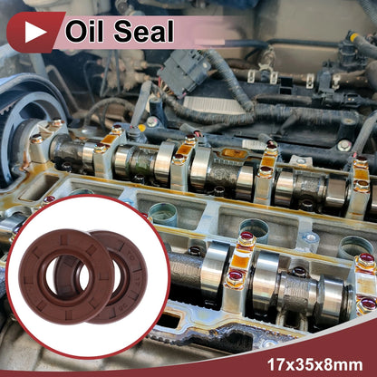 Oil Seal 2 x Seal Ring Rotary Shaft Seal FKM Rubber 17x35x8mm Brown