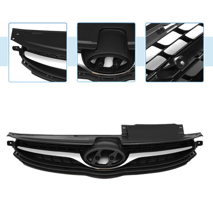 Front Upper Bumper Grille for Hyundai Elantra 2011-2016 Black Chrome Silver