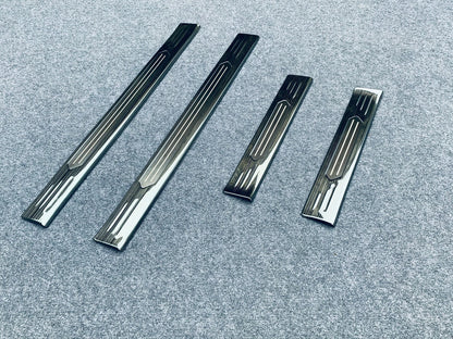 Black Outer Door Sill Scuff Plates Protector Covers for Nissan Rogue (2021-2023)