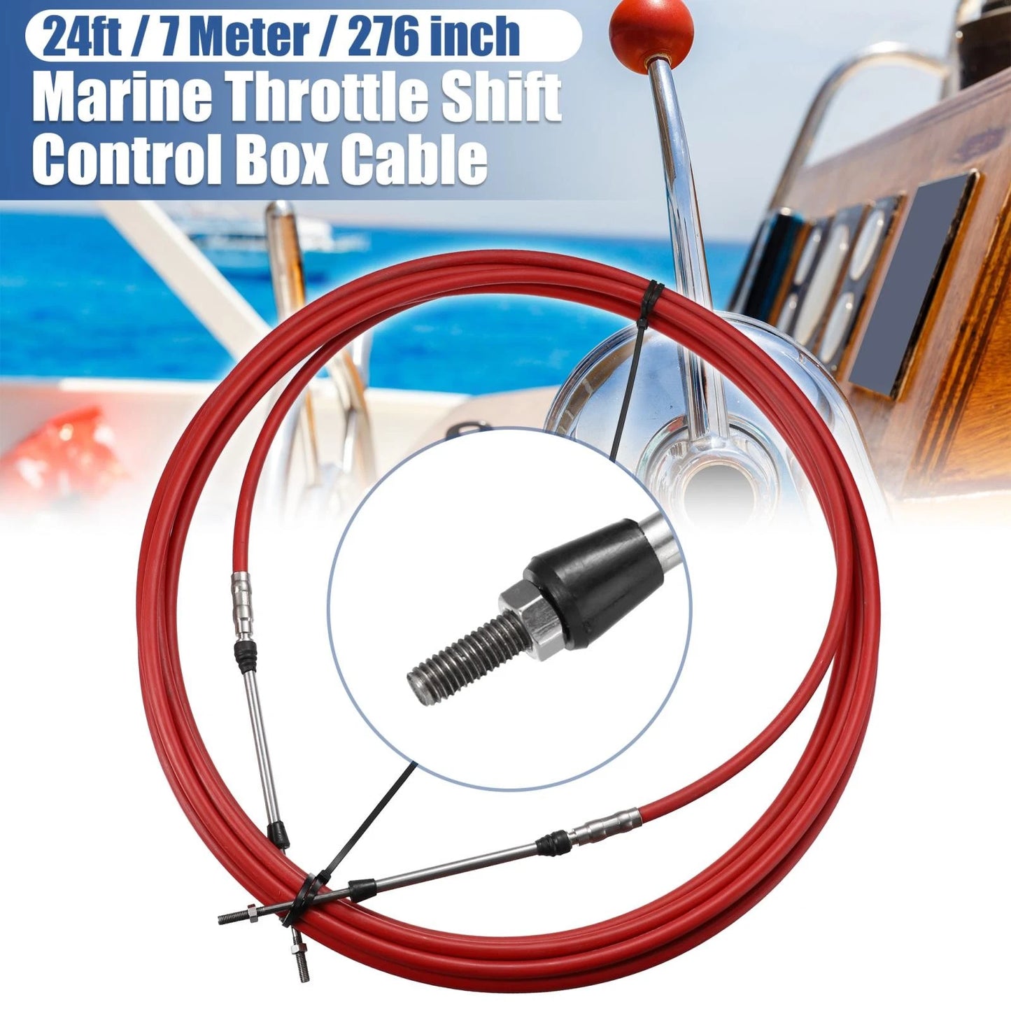 1pcs 24ft 276 Inch Marine Type Shift Remote Control Box Cable for Yamaha Red