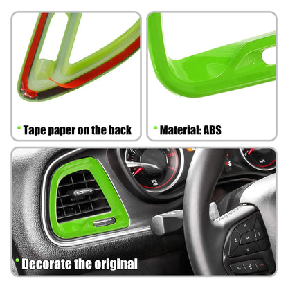4x Center Console Air Condition Outlet Vent Trim for Dodge Challenger Green