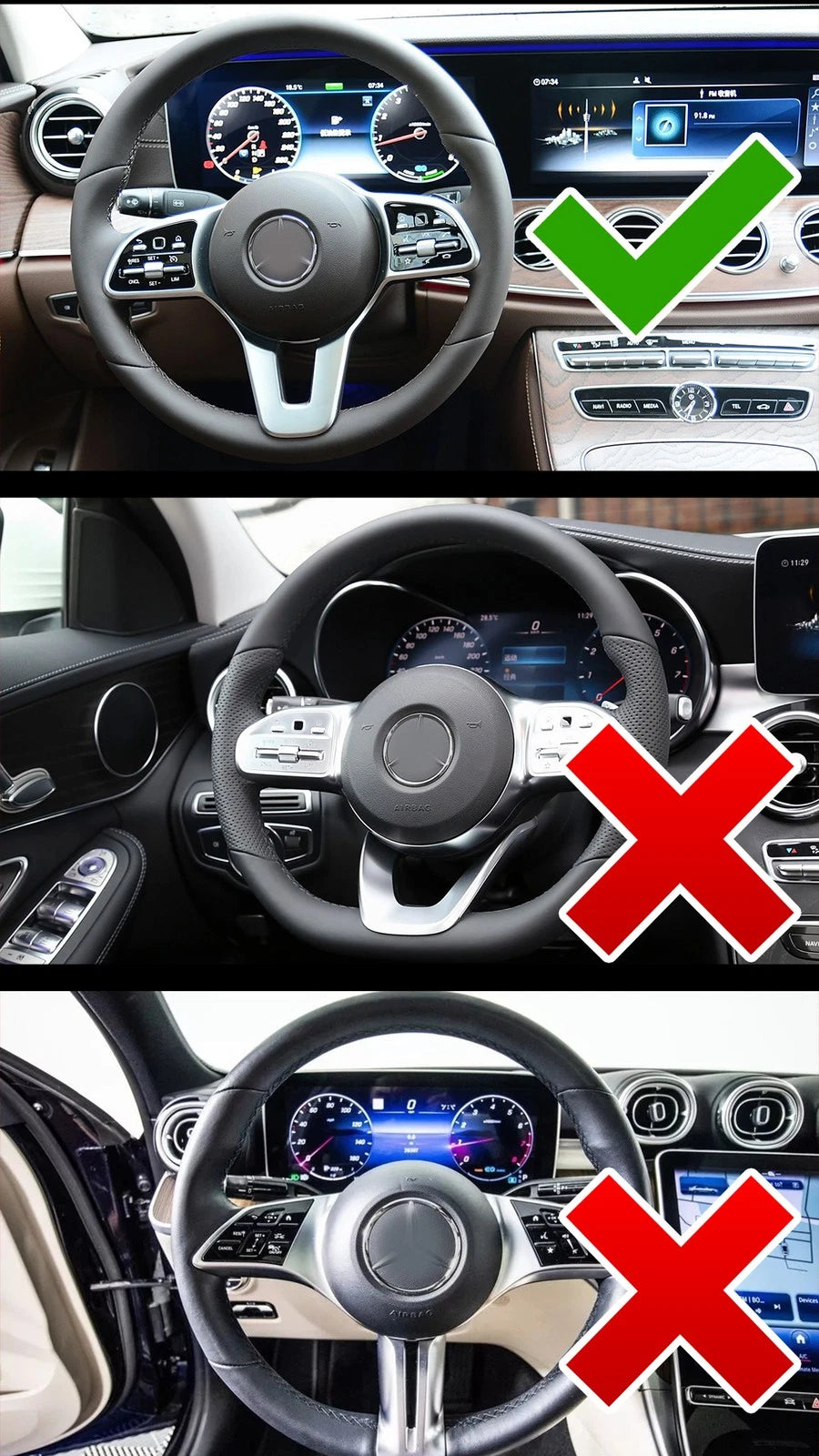 Carbon Look Tape-On Adhesive Steering Wheel Trim Cover for Benz (2019–2021)
