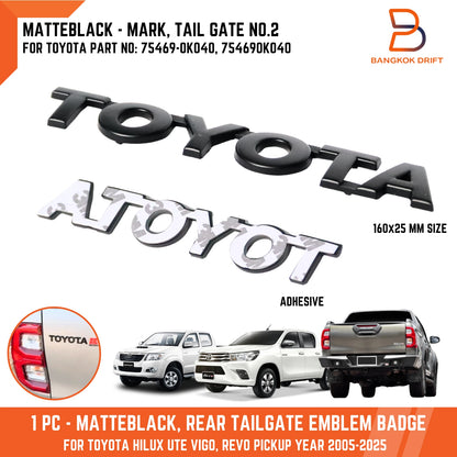 Matte Black Logo Emblem Badge for Toyota Hilux Vigo Revo Rogue (2005-2025)