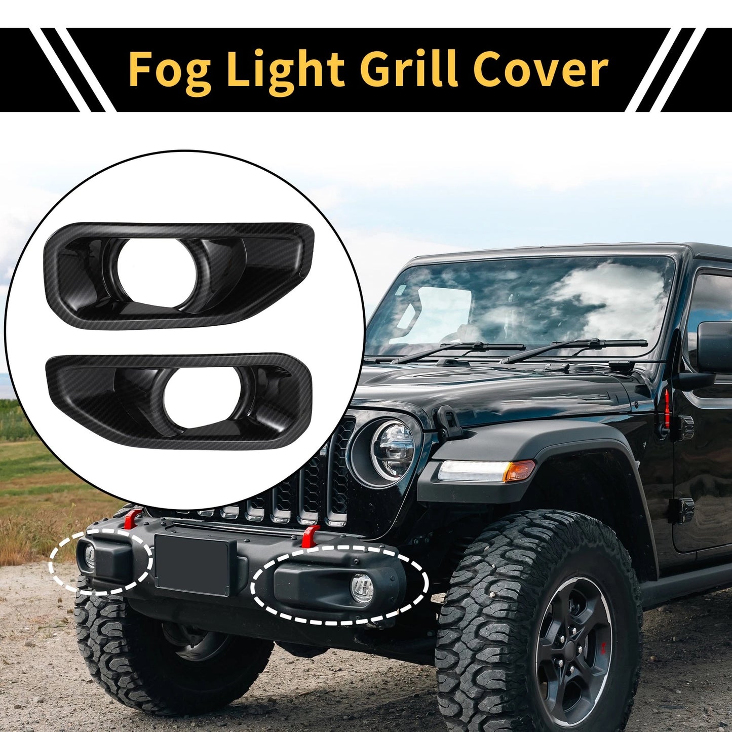 Fog Light Grills for Jeep Wrangler JL Gladiator 2018-2024 (2 x)