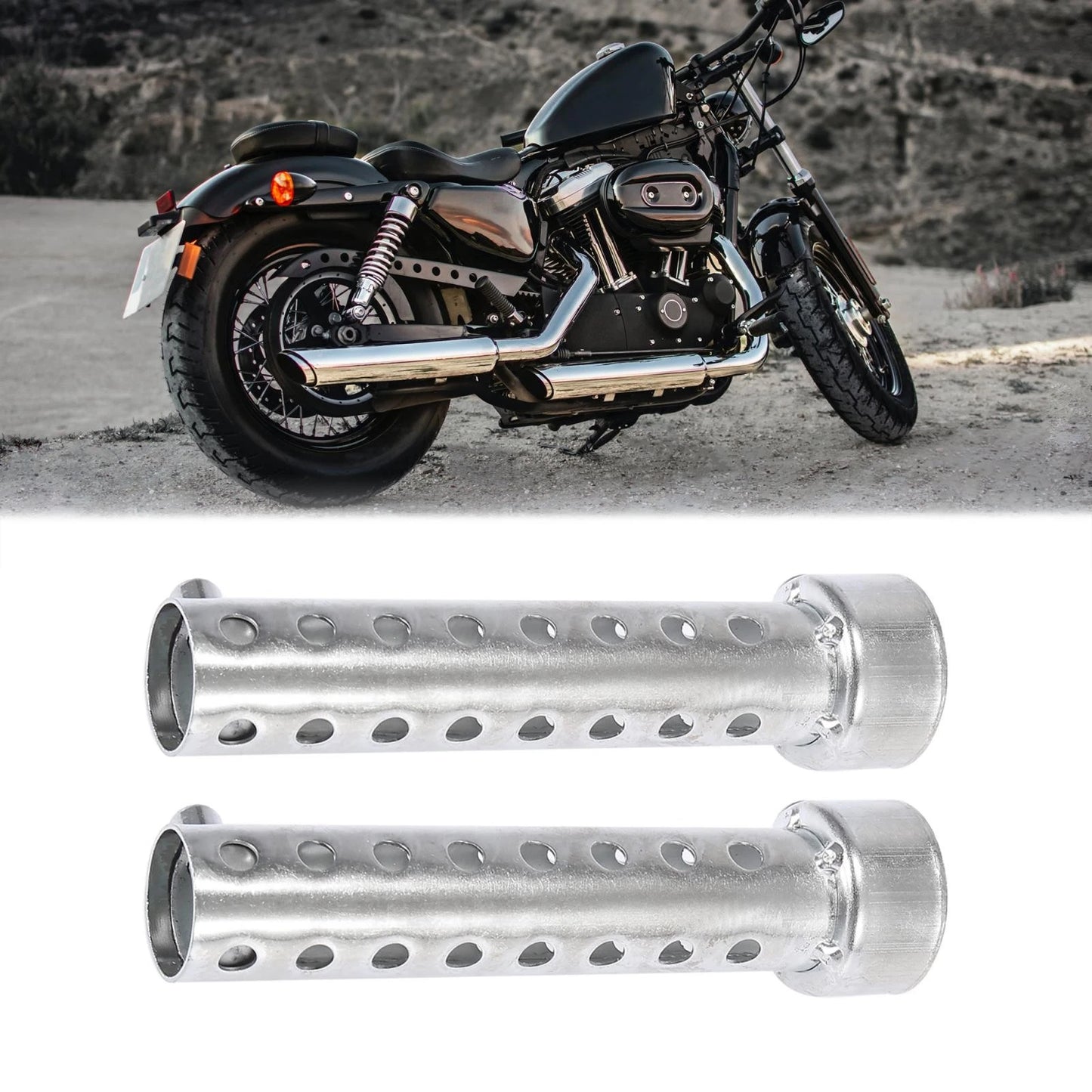 2 x 35mm Exhaust Silencer Muffler Pipe for Motorcycle