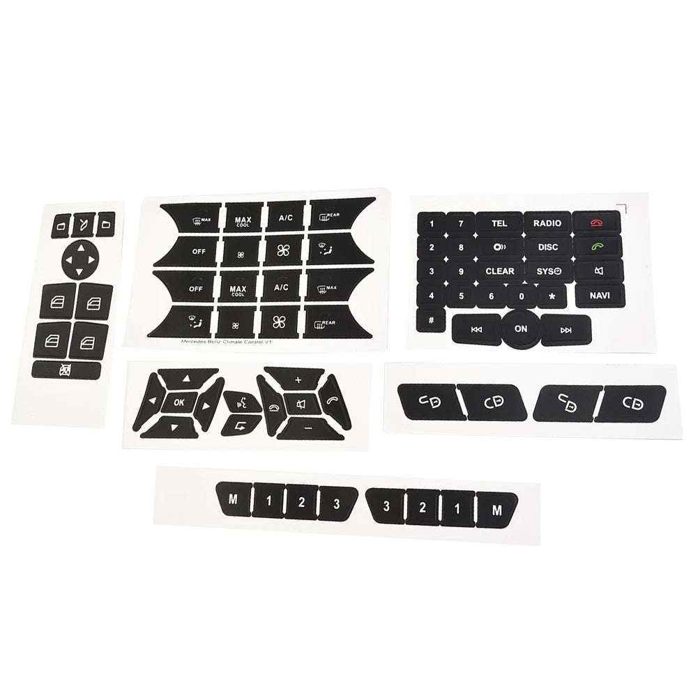 Decal Button Door Steering A/C Window Radio Sticker for Mercedes (2007–2014)
