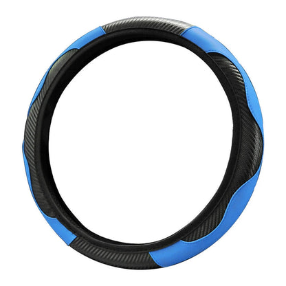 Black Blue Microfiber Leather Steering Wheel Cover 15" for SUV