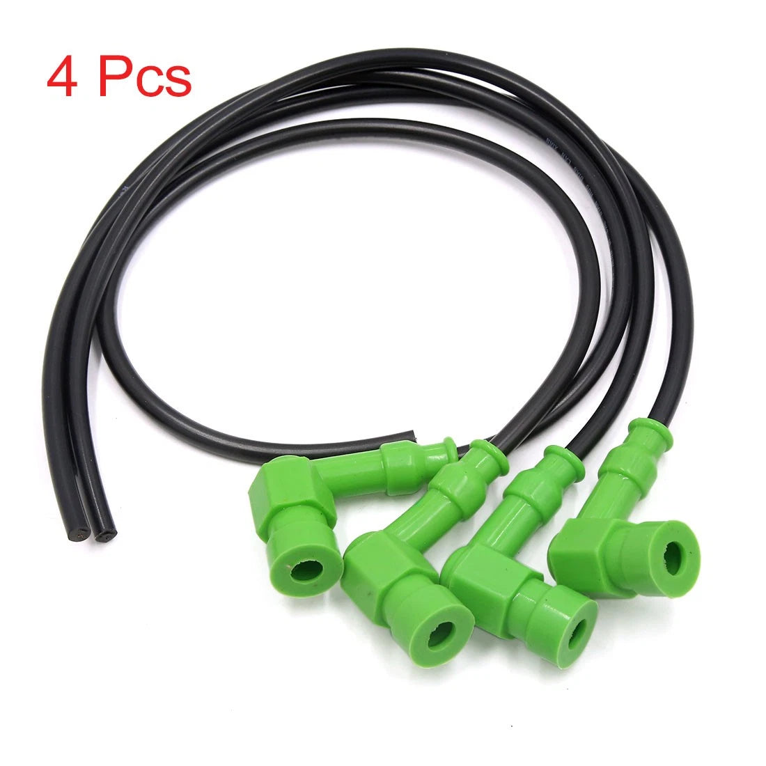 4 x Silicone 90° Spark Cap Ignition Wire Cable Green for Motorcycle Engine