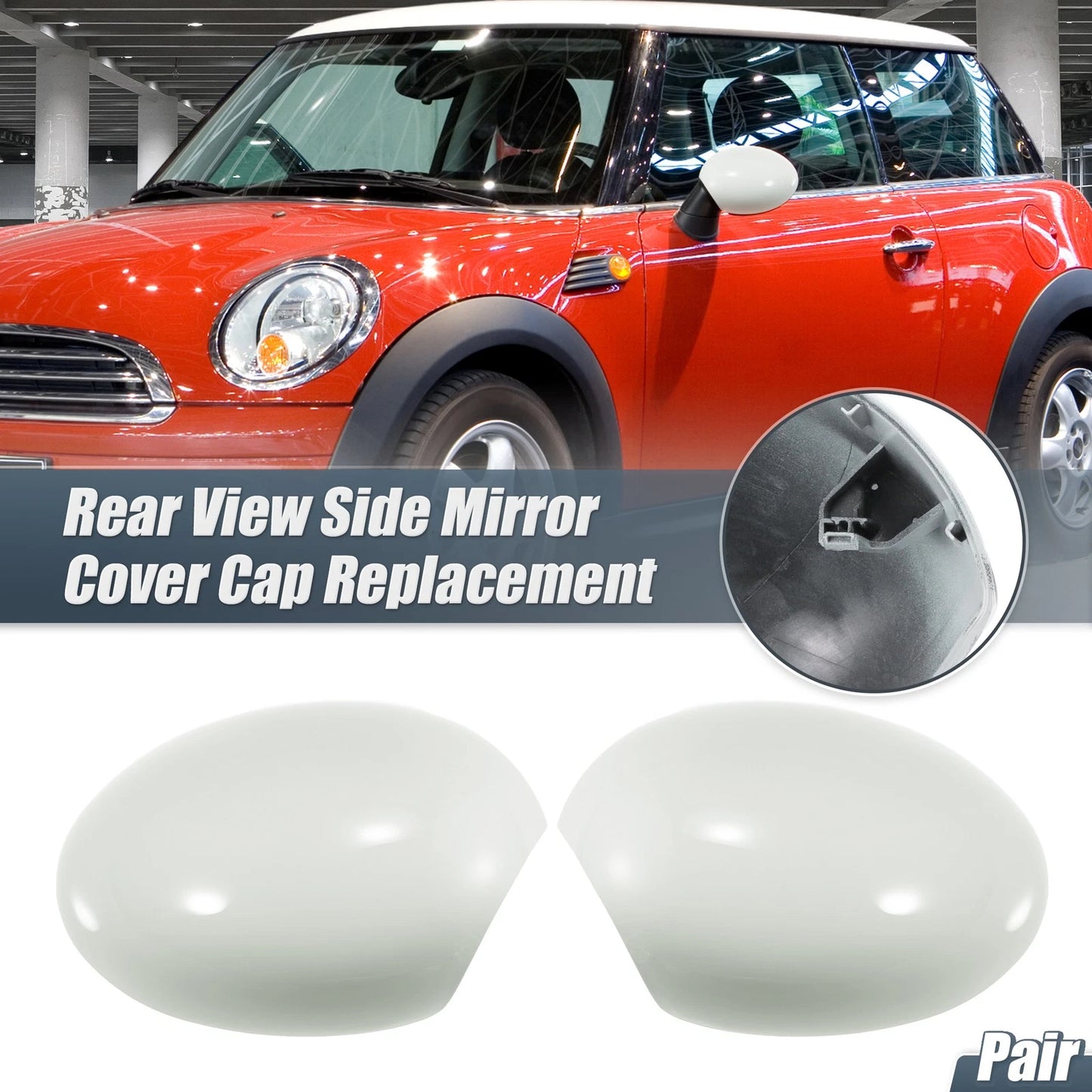 Rearview Mirror Cover Cap White for BMW Mini Clubman R55, Convertible R57 (2007-2015)