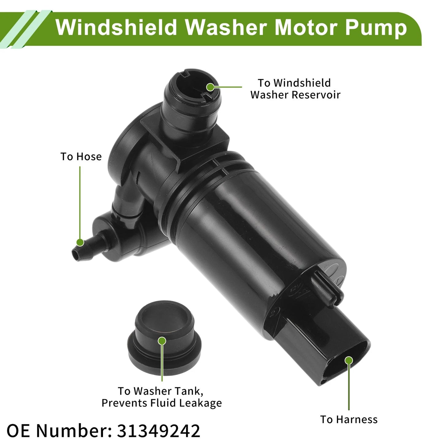 Windshield Washer Pump w/Grommet for Volvo XC60 (2009-2023)