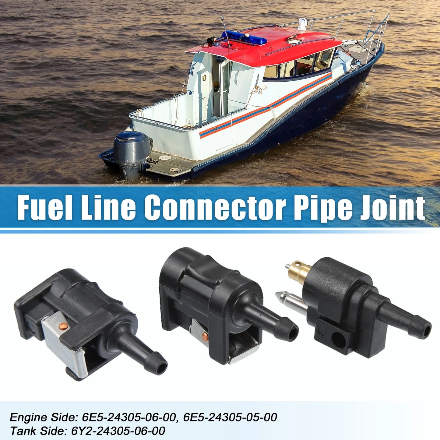 3pcs 8mm 5/16" Marine Boat Engine Fuel Line Connector Male Fittings for Yamaha