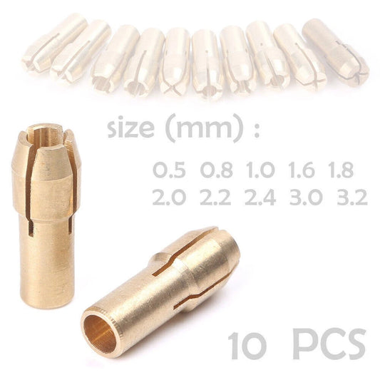 10PCS Micro Twist Hand Drill Kit for Electric Drill - 0.5-3.2mm Collets