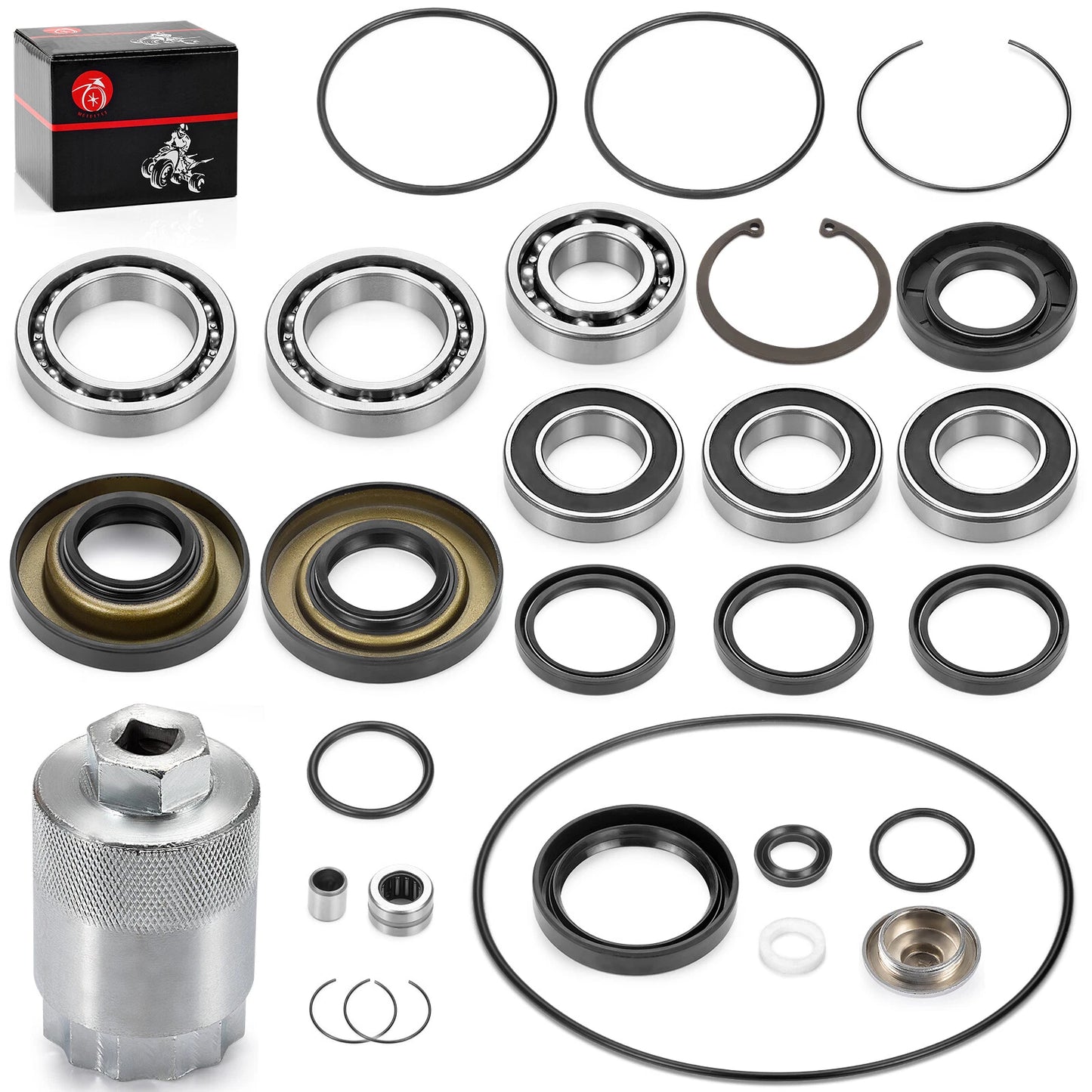 Rear Differential Bearings Seals Kit w/Nut Tool for Honda Recon 250 TRX250