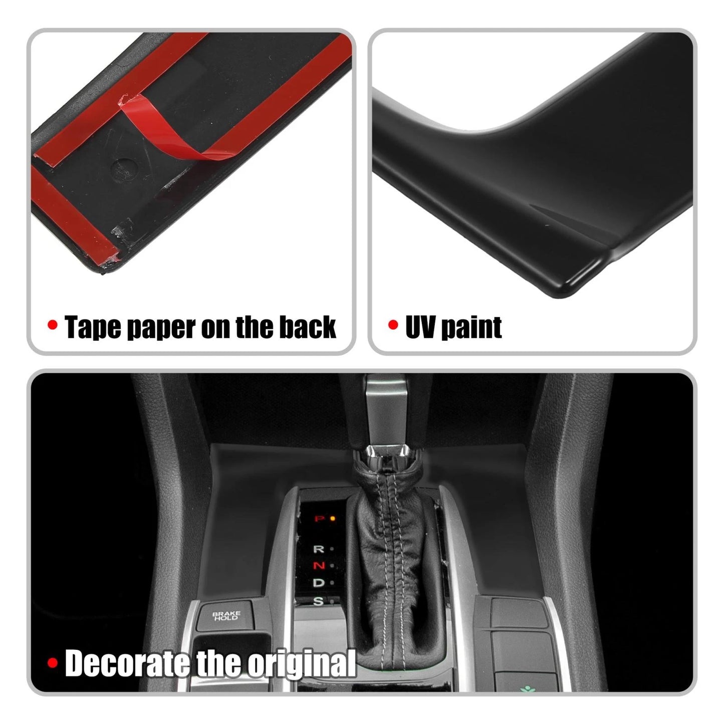 Gear Panel Trim Shift Box Cover for Honda Civic 2016-2021 Black