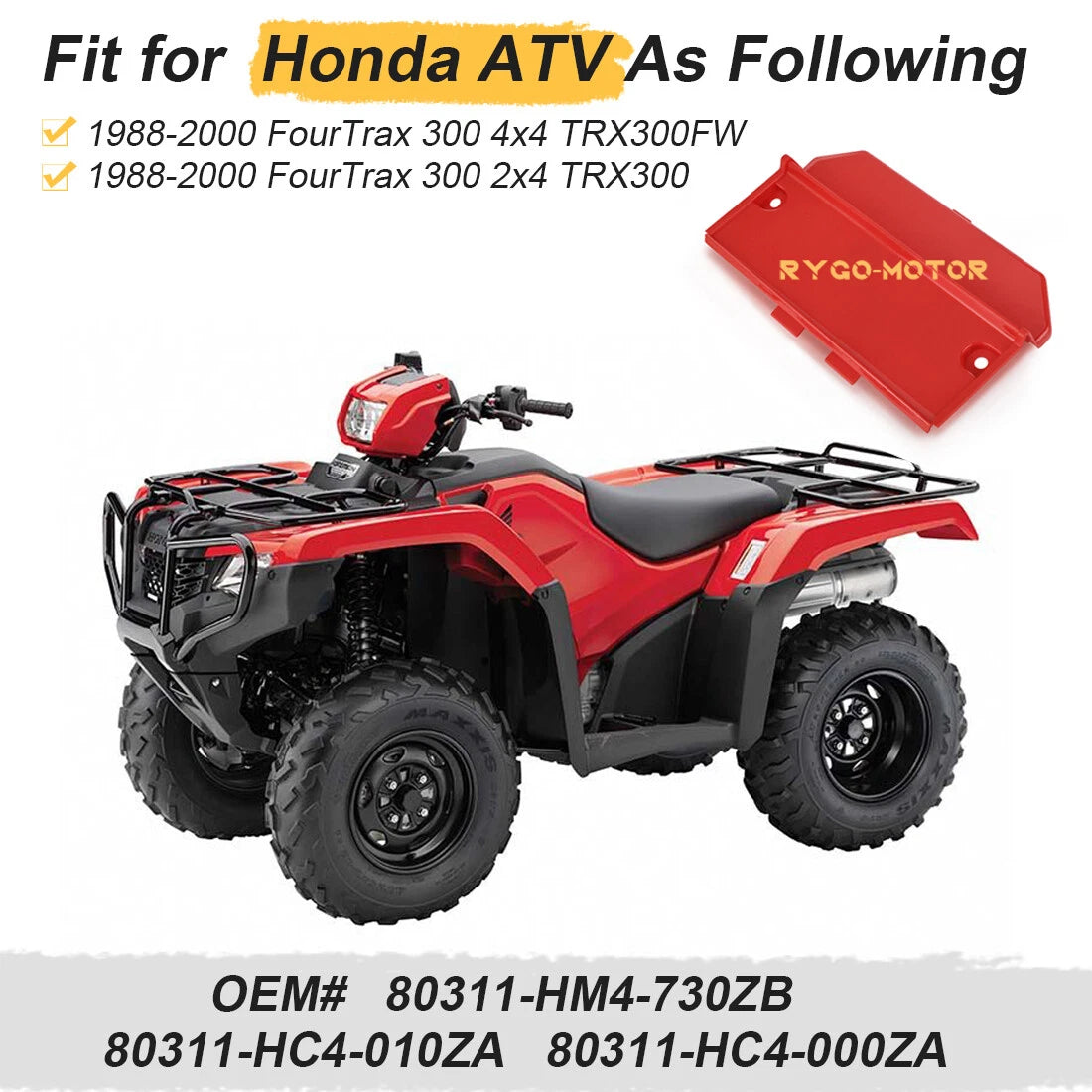 Battery Cover Red for Honda Fourtrax 300 (1988–2000)