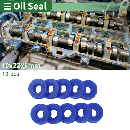 Oil Seal Ring Rotary Shaft TPU 10x22x8mm High Pressure Blue 10 Pcs