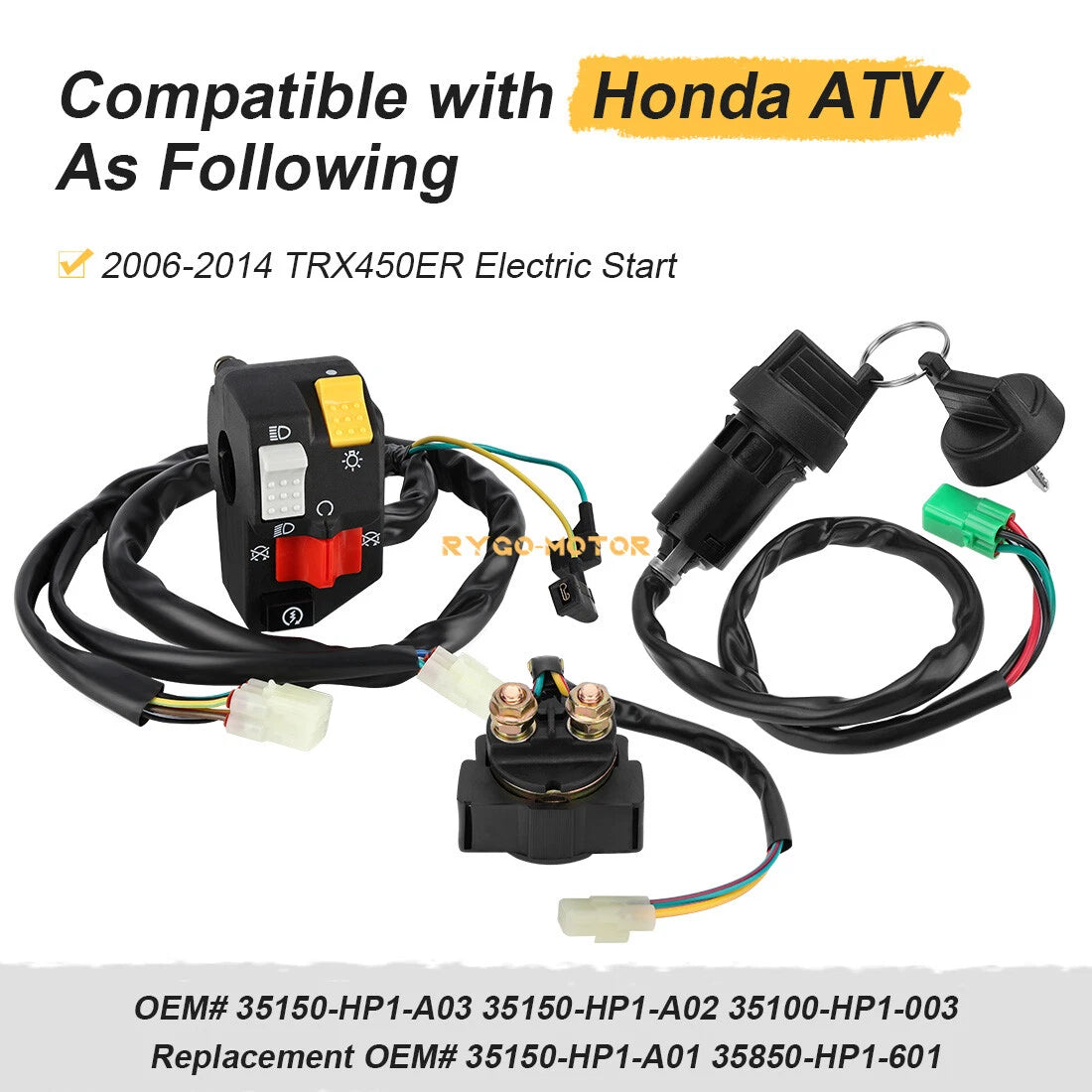 Handlebar Key Starter Relay Switch for Honda TRX450ER (2006–2014)
