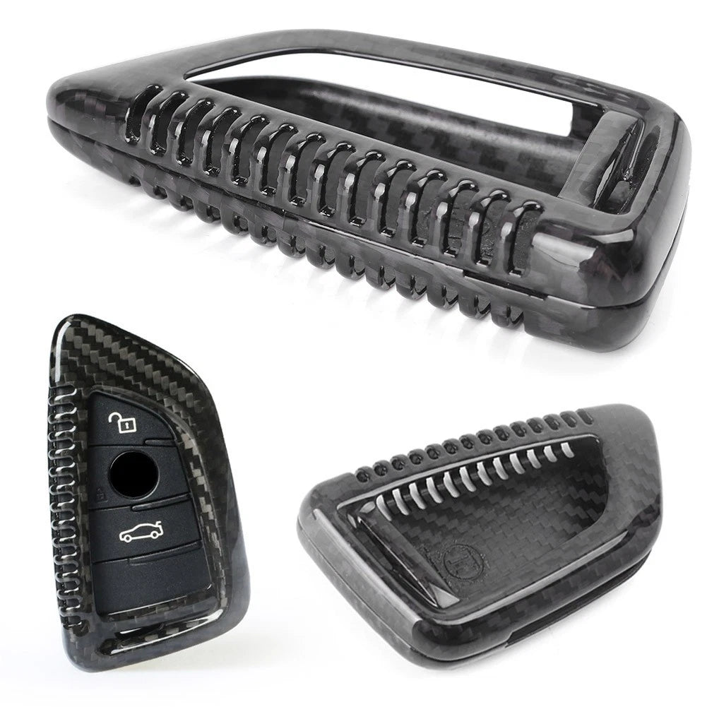 Carbon Fiber Black Remote Key Fob Cover for BMW X5 X6 X5M X6M (2007-2020)