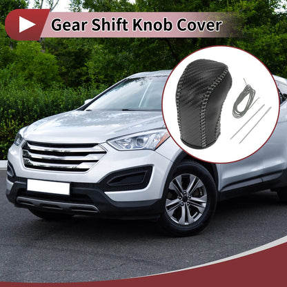 Gear Shift Knob Cover for Hyundai Tucson 2015-2018 Black Grey Faux Leather
